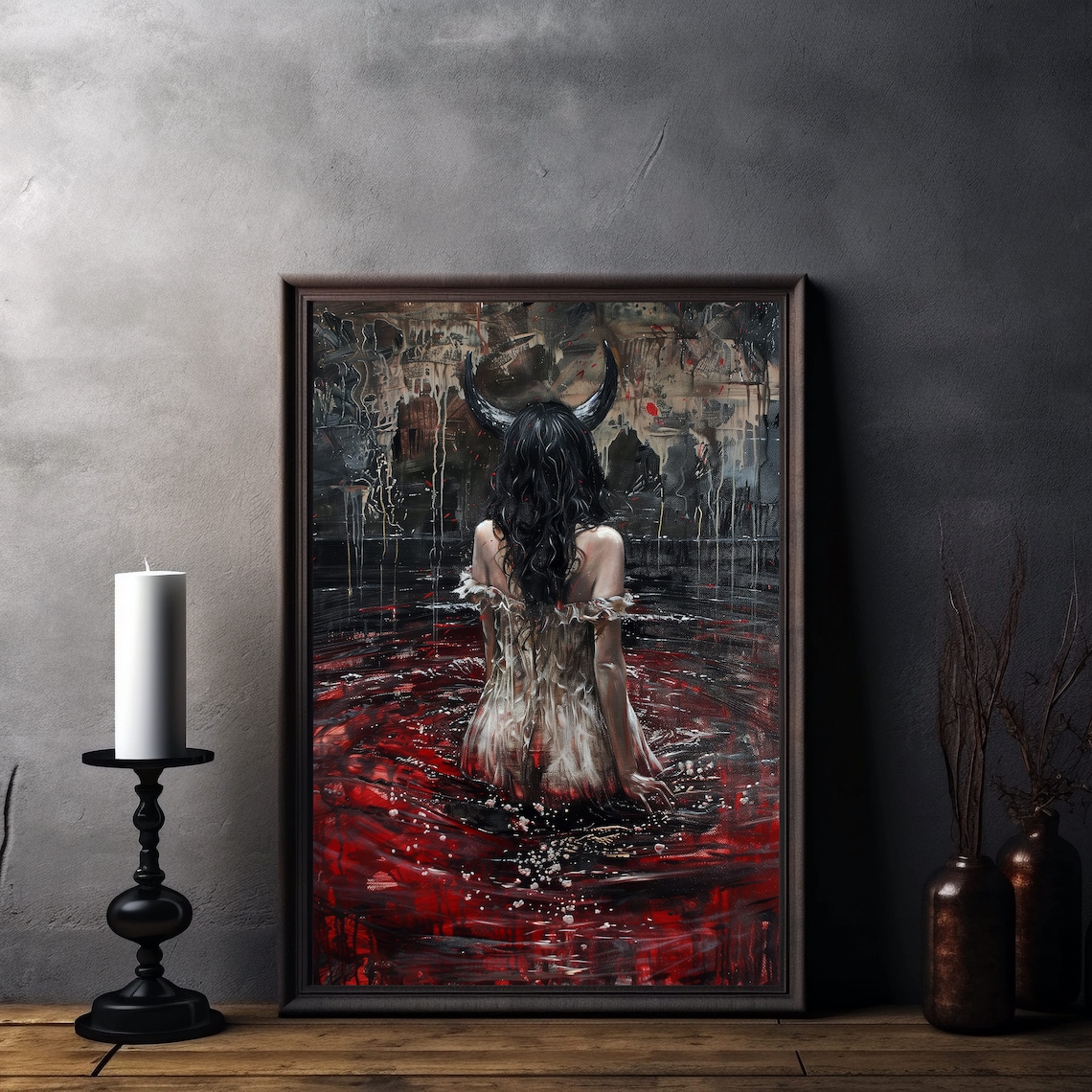 Demon Woman Gothic Art Print, Dark Academia - Image 3