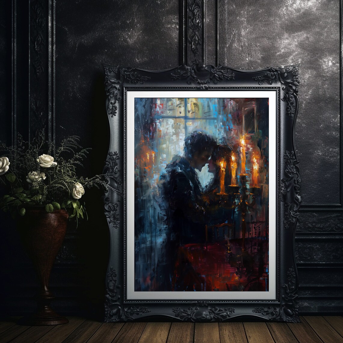Gothic Candlelit Embrace, Dark Romantic Art Print - Image 4