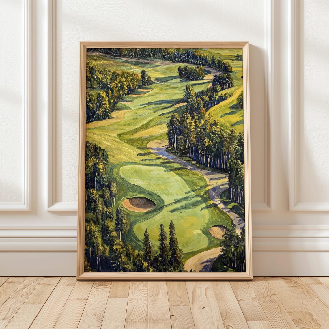 Aerial Golf Course Fairway and Bunkers Landscape Sports Poster