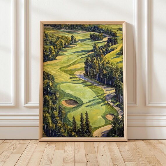Golf Course Landscape Art Print Golf Lover Wall Decor Fairway Art Golfing Poster Decor