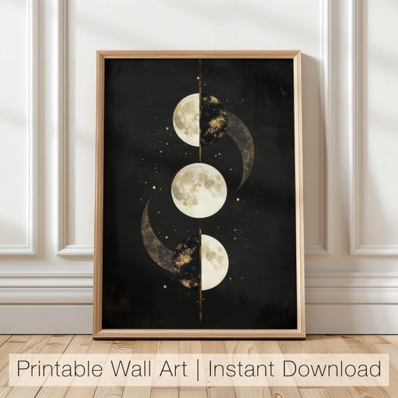 Moon Phases Wall Art Lunar Cycle Printable Moon Phase Poster Celestial Art Print Spiritual Moon Decor Wall Art