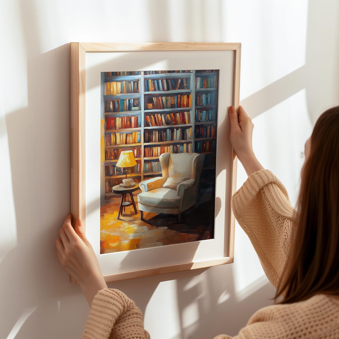 Cozy Reading Nook Armchair Library Oil Painting Book Decor Poster - Image 6