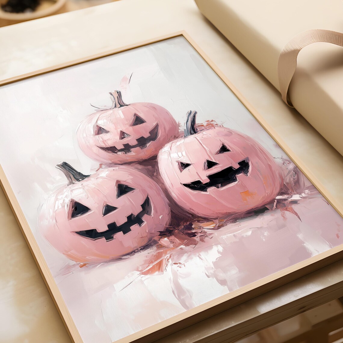 Pink Halloween Pumpkin Art Print Pastel Halloween Decor Cute Fall Wall Art Pastel Pumpkin Wall Decor - Image 6
