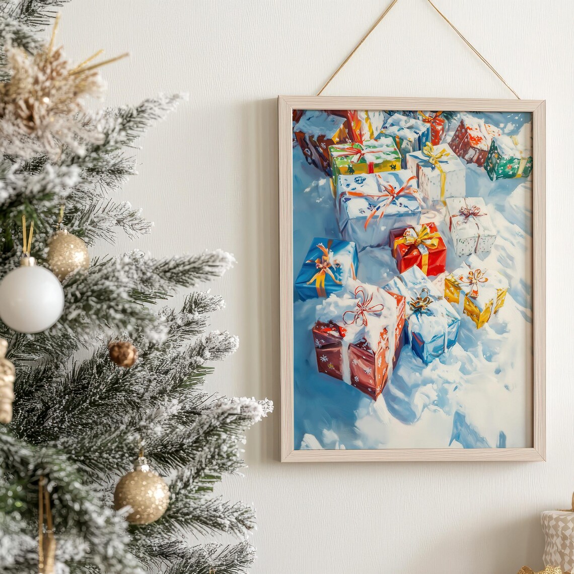 Christmas Gifts Piled in Snow Festive Holiday Presents Wall Poster - Image 7