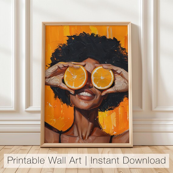 Colorful Black Woman Art African American Wall Art Vibrant Black Girl Printable Afro Art Modern African American Decor