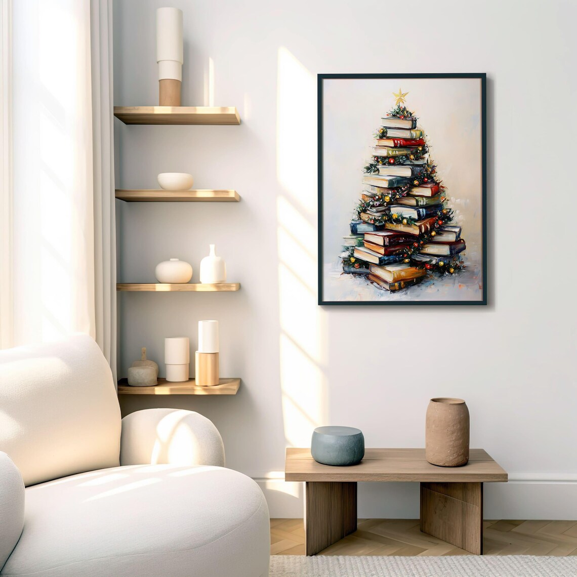 Book Tree Christmas Art Print, Cozy Holiday Decor - Image 7