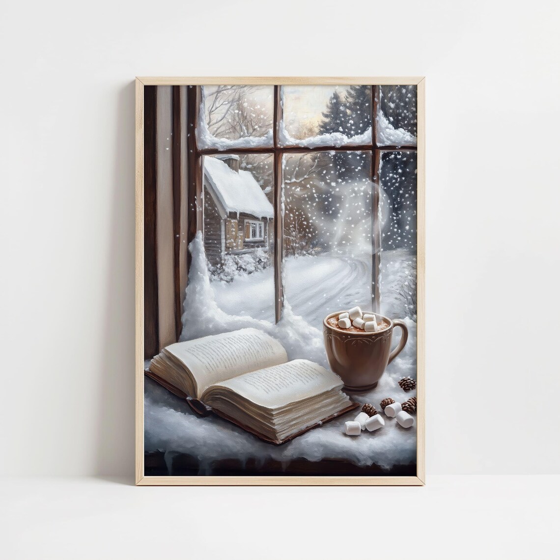 Winter Book Reading Art Print, Cozy Reading Nook - Image 8