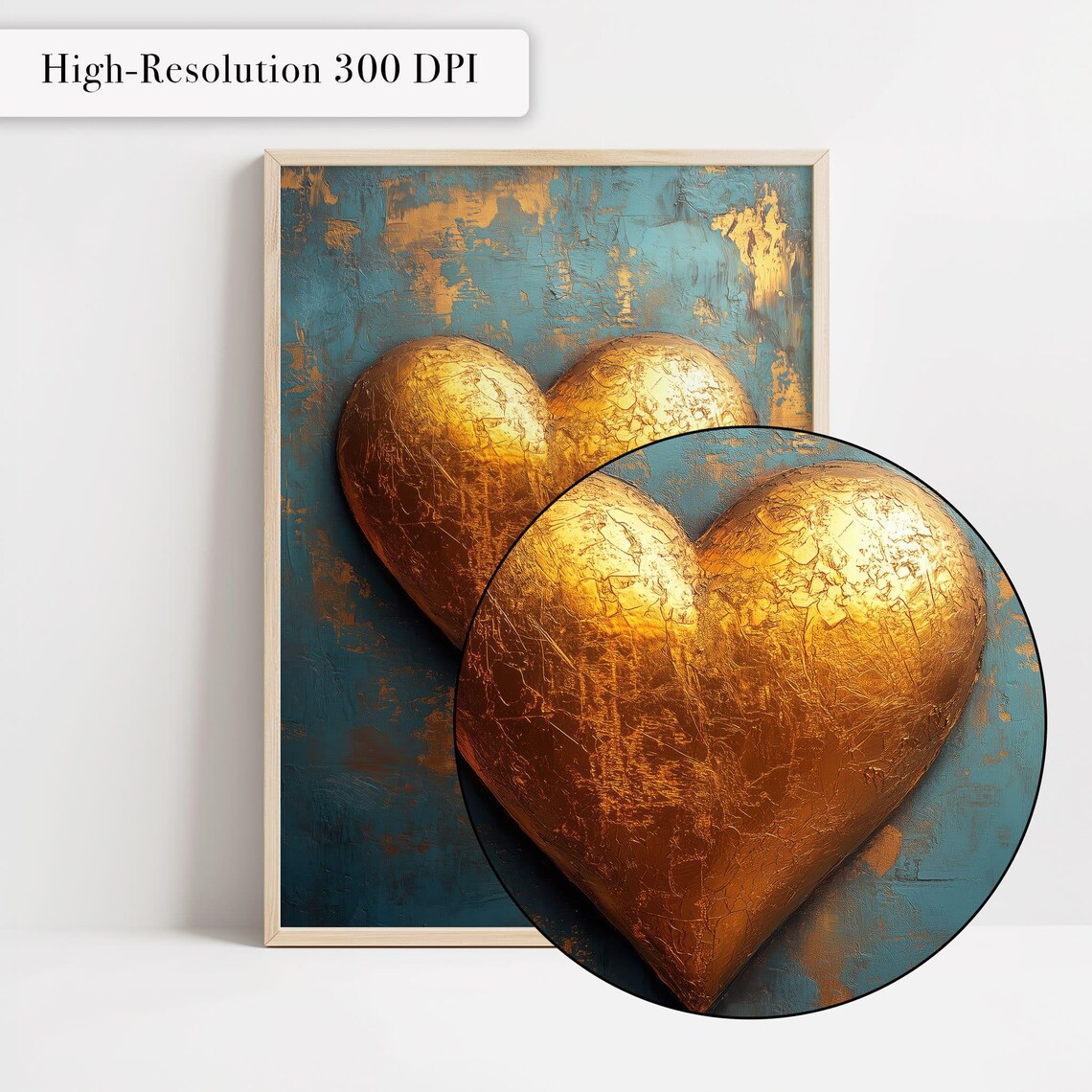 Gold Heart Abstract Love Art Print, Romantic Decor - Image 4