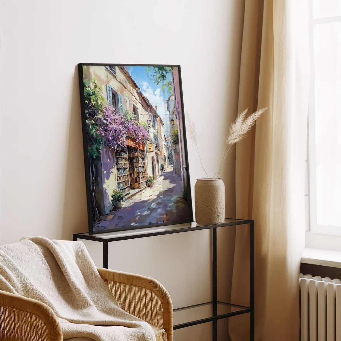 Vintage Bookstore Art Print, Cozy Reading Nook Decor - Image 4