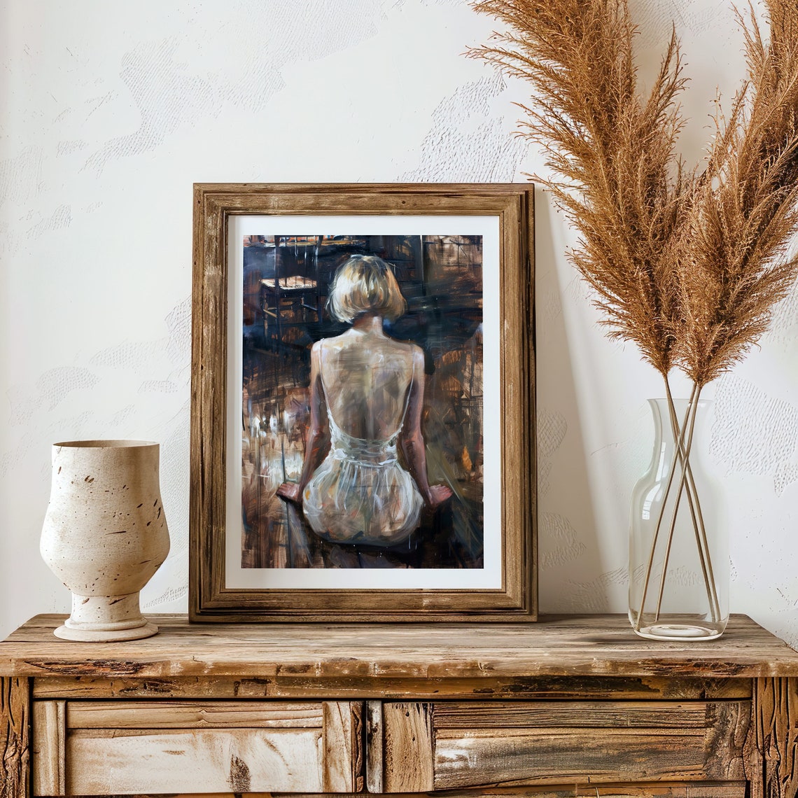 Elegant Back View Woman Portrait Feminine Wall Art Minimalist Female Decor Printable Art - Image 8