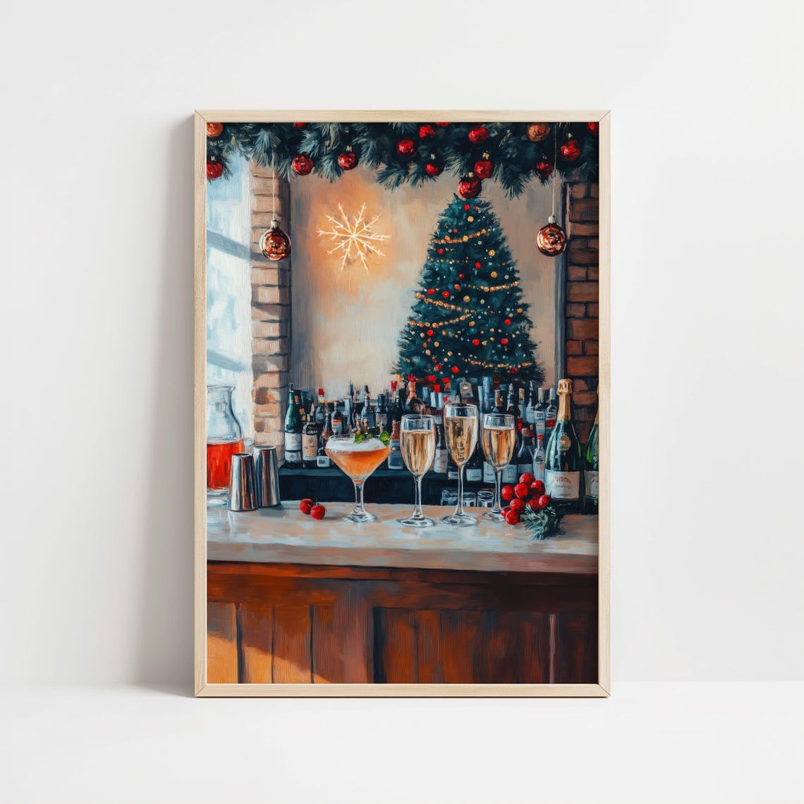 Christmas Cocktail Bar Champagne Winter Holiday Painting Poster - Image 8
