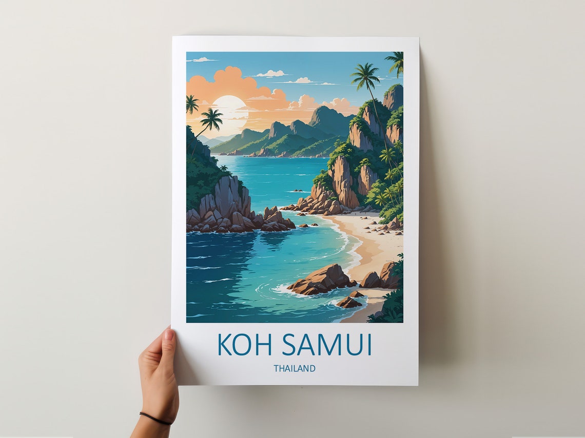 Koh Samui Thailand Sunset Palm Cove Island Vintage Travel Poster - Image 5