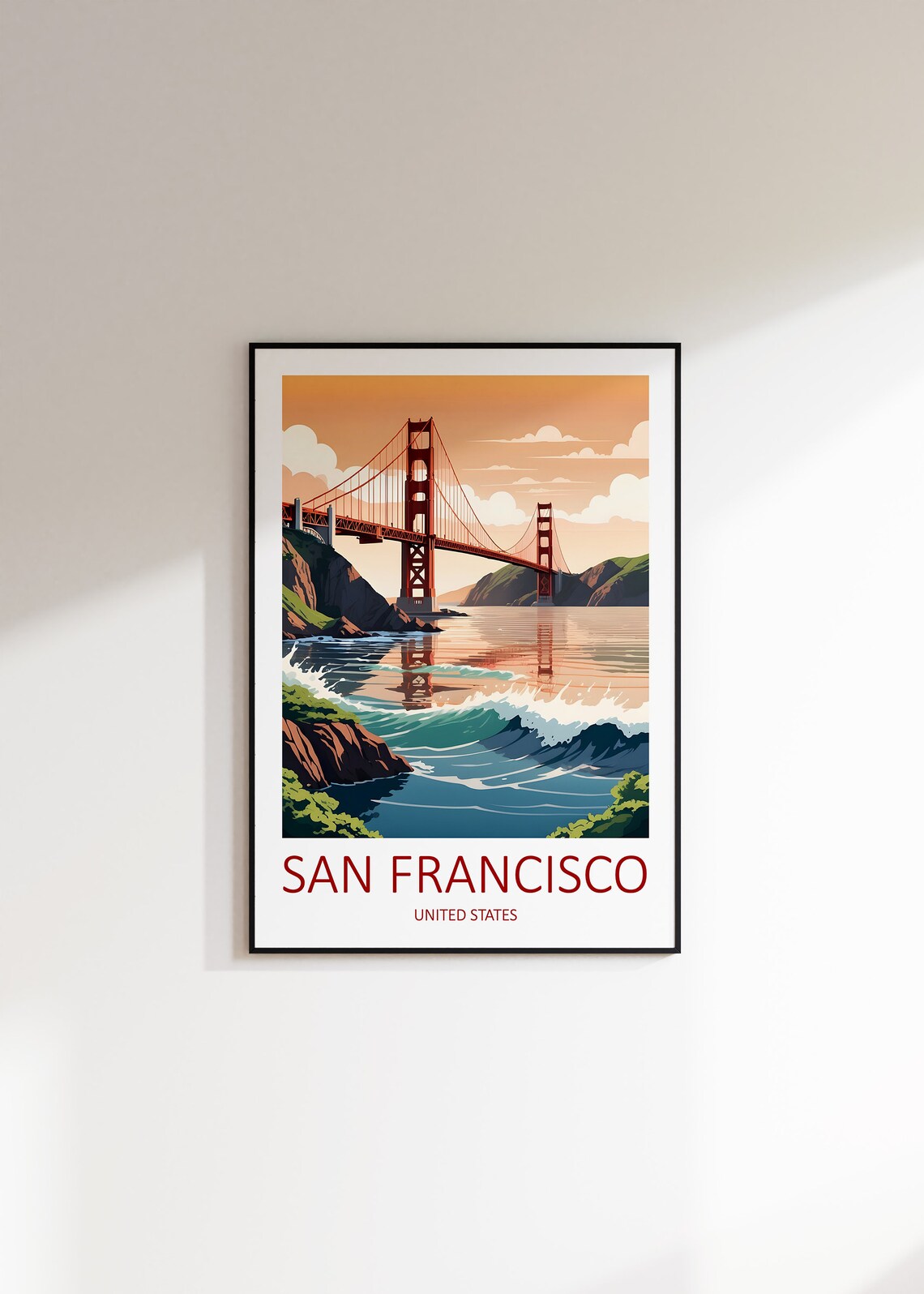 San Francisco Golden Gate Bridge At Sunset California Poster - Image 3