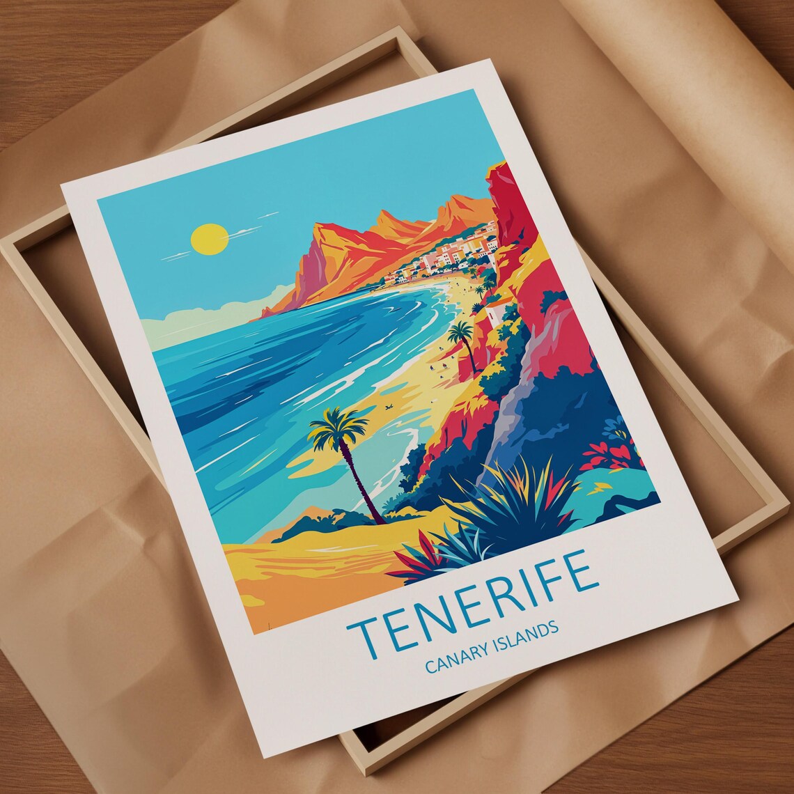 Tenerife Canary Islands Beach Volcanic Mountain Travel Poster - Image 4