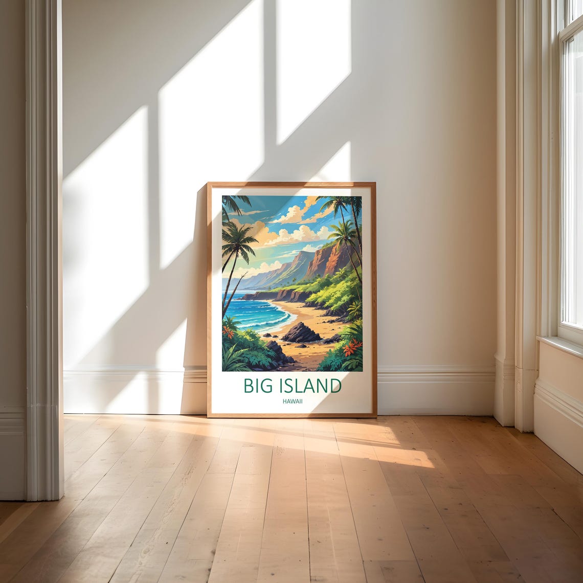 Big Island Hawaii Tropical Beach Palm Trees And Cliffs At Day Poster - Image 6