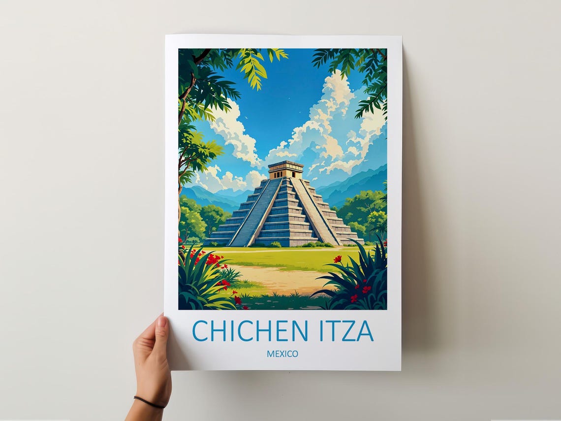 Chichen Itza Mexico Ancient Mayan Pyramid In Lush Jungle Poster - Image 6