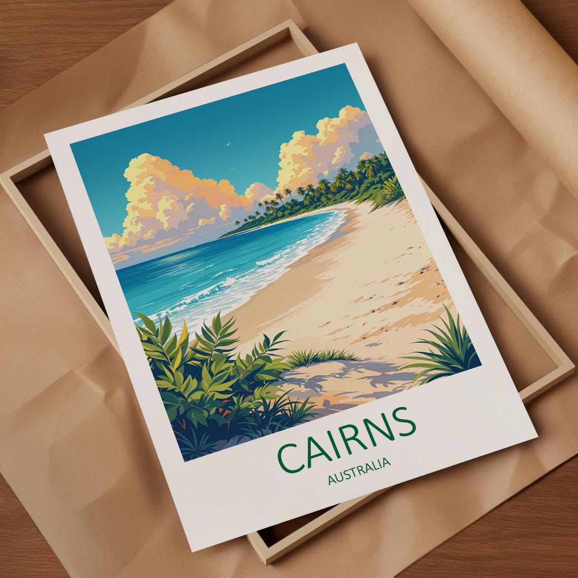 Cairns Australia Tropical Beach Palm Fringed Shore And Clouds Poster - Image 4