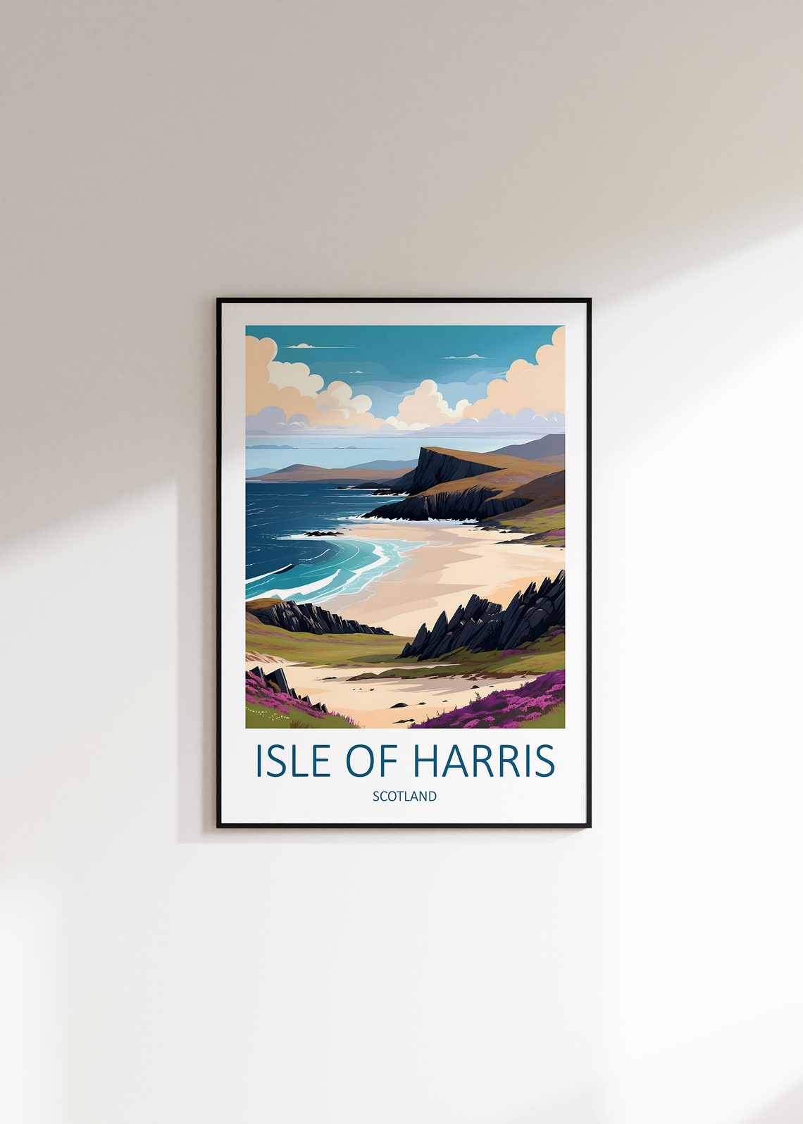 Isle Of Harris Scotland Wild Beach With Heather Covered Hills Poster - Image 3