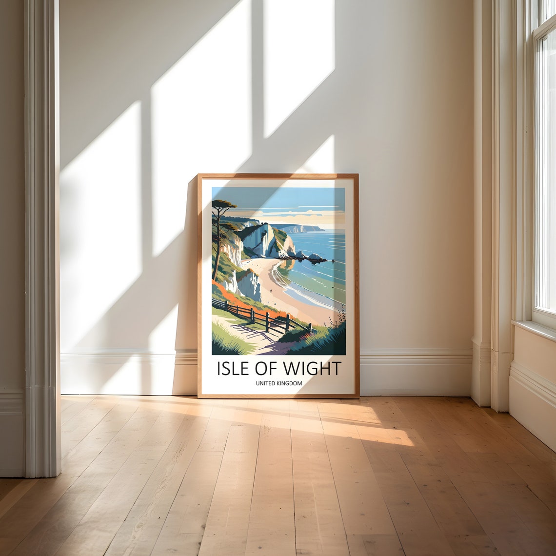 Isle Of Wight England Chalk Cliffs Secluded Beach Path Poster - Image 6