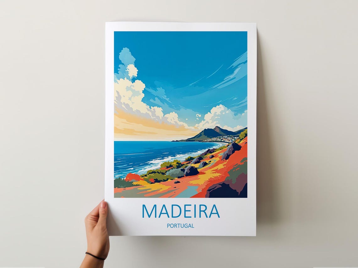 Madeira Portugal Dramatic Coastal Cliffs Sunset Travel Poster - Image 6