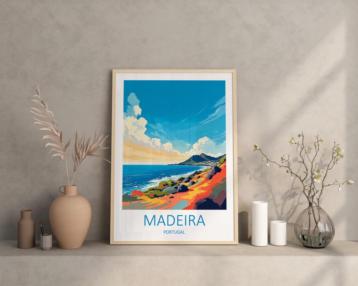 Madeira Portugal Dramatic Coastal Cliffs Sunset Travel Poster - Image 2