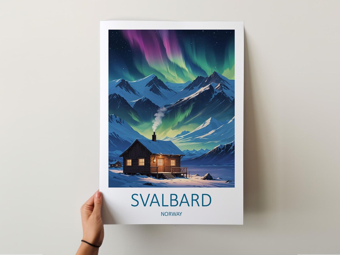 Svalbard Norway Travel Poster, Polar Region Art Print - Image 5