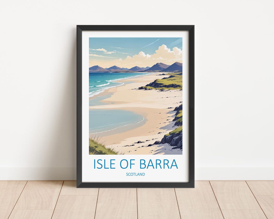 Isle Of Barra Print Isle Of Barra Poster Scottish Prints Barra Print Scotland Travel Print Scottish Isle Print Scotland Poster