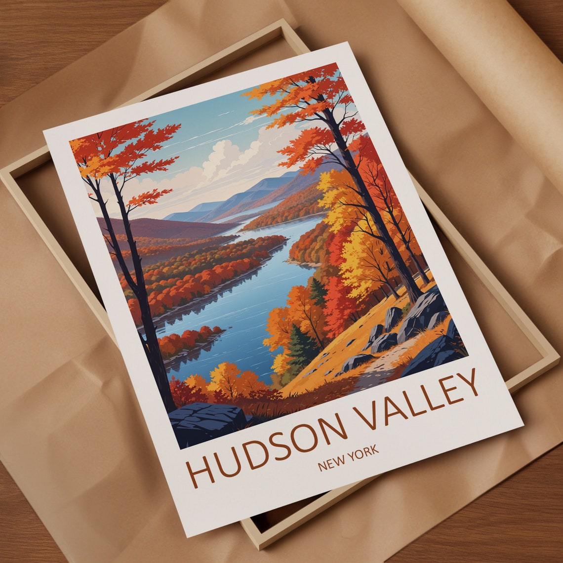 Hudson Valley New York State Autumn River View Travel Poster - Image 4