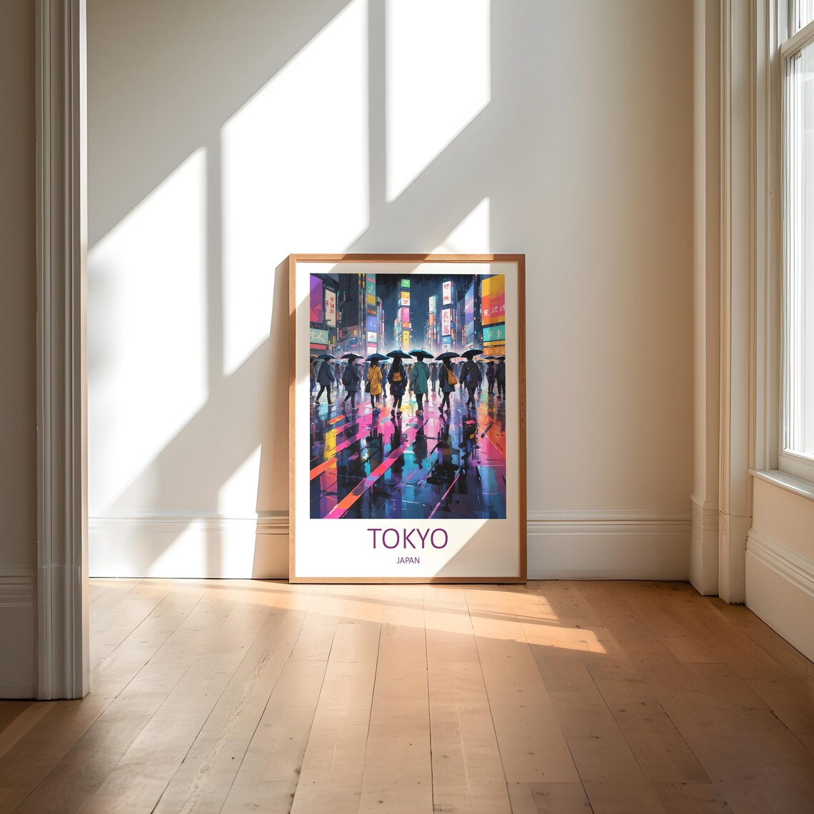 Tokyo Japan Neon City Rainy Night Umbrellas Street Travel Poster - Image 6