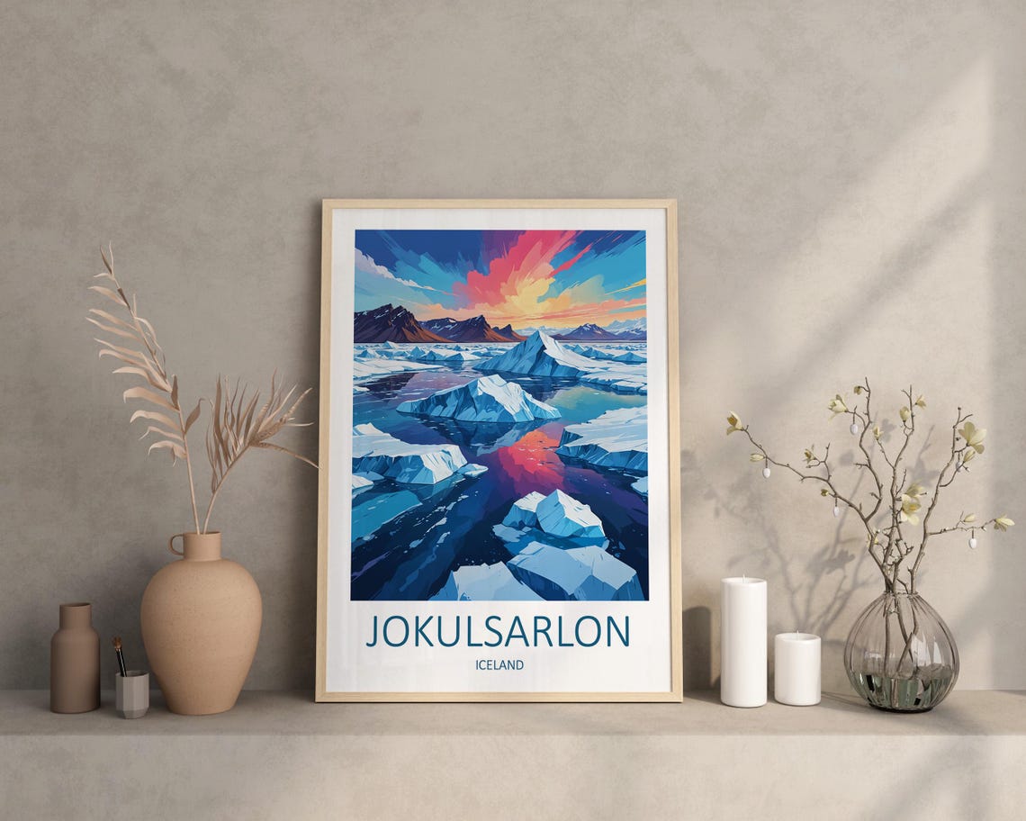 Jokulsarlon Iceland Travel Print Wall Art Iceland Home Decor Art Lover Gift Jokulsarlon Poster Travel Memories Wall Hanging Jokulsarlon - Image 3