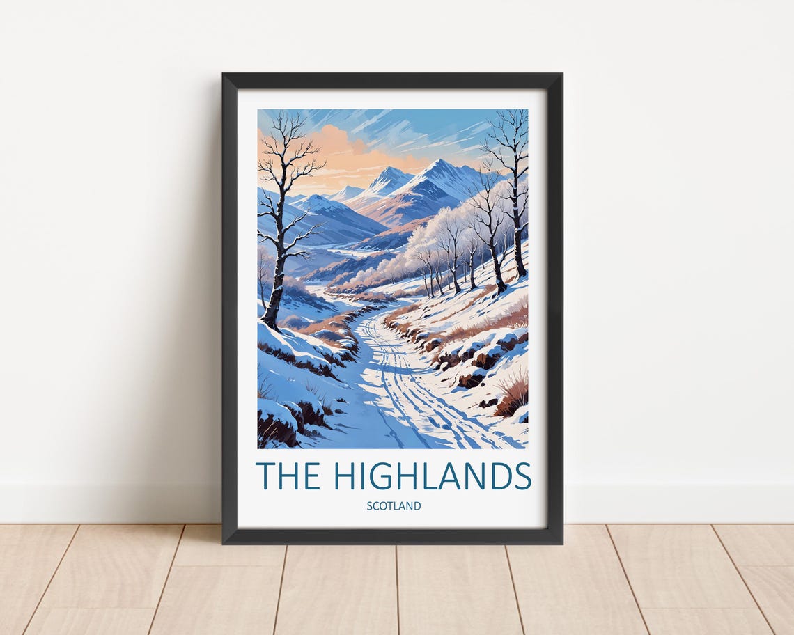 The Highlands Print Scottish Highlands Travel Print Scotland Poster Scottish Gifts Scotland Print Glencoe Print Travel Gift Highlands