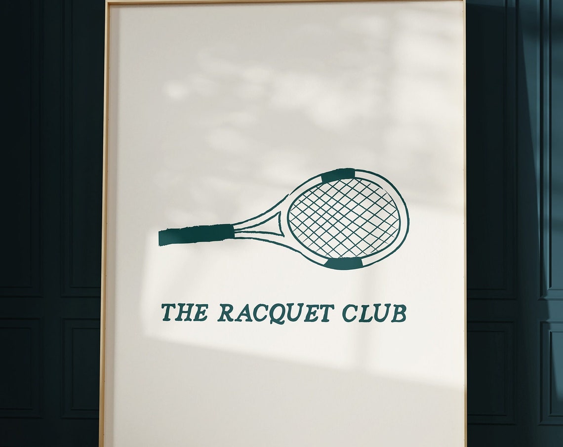 Trendy Tennis Print Country Club Aesthetic Wall Art Tennis Racquet Print Cute Sports Poster Preppy Wall Art Tennis 1 Print
