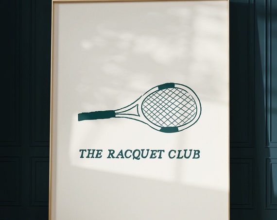 Trendy Tennis Print Country Club Aesthetic Wall Art Tennis Racquet Print Cute Sports Poster Preppy Wall Art Tennis 1 Print