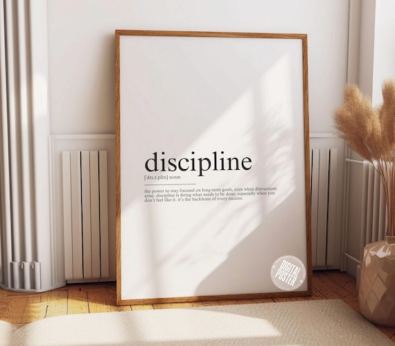 Discipline Definition Print Office Wall Art Home Decor Motivational Prints Dictionary Modern