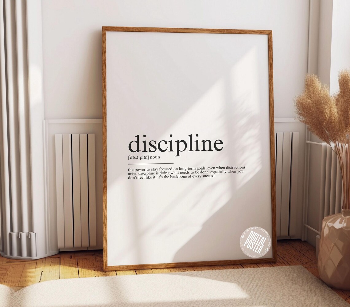 Discipline Definition Print Office Wall Art Home Decor Motivational Prints Dictionary Modern