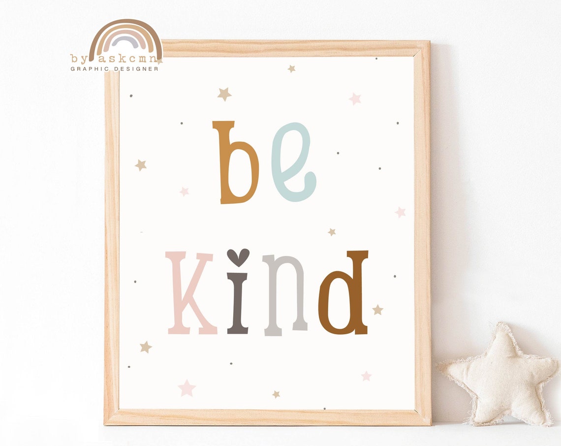 Be Kind Boho Nursery Print Rainbow Poster Living Room Art Print Baby Room Poster Birthday Gift Poster Nursery Print Art - Image 4
