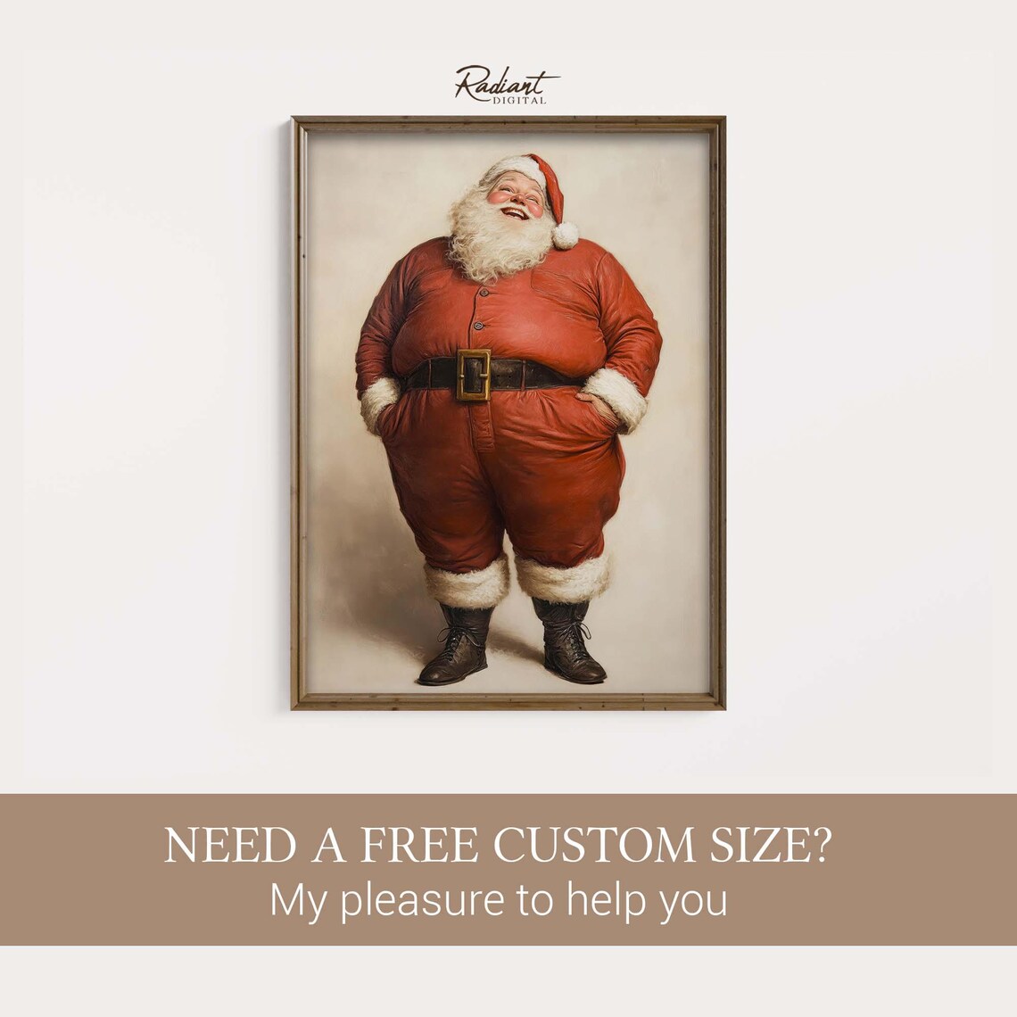 Jolly Santa Claus Vintage Portrait in Classic Red Suit Poster