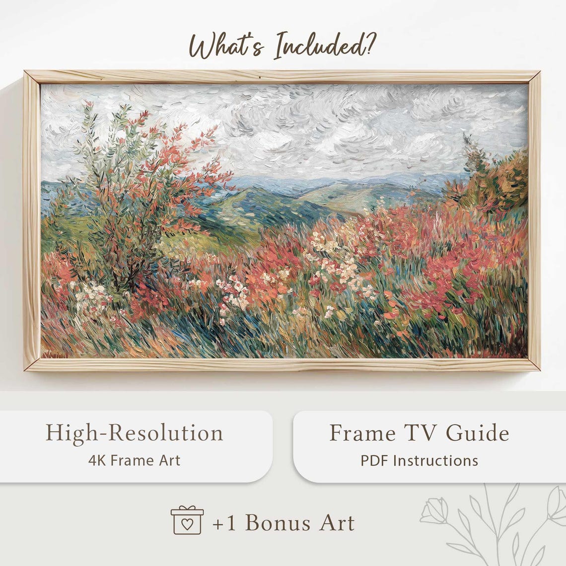 Wildflower Meadow Rolling Hills Impressionist Watercolor Poster - Image 5