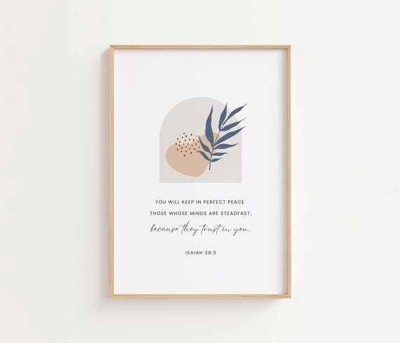 Isaiah 26:3 NIV, Bible Verse Art Print