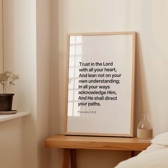 Trust In The Lord Proverbs 3:5-6 Minimalist Scripture Poster