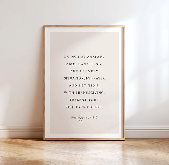 Philippians 46 Niv Do Not Be Anxious About Anything Christian Wall Art Bible Verse Print Scripture
