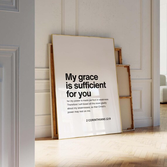 My Grace Is Sufficient 2 Corinthians 12 Verse 9 Faith Poster