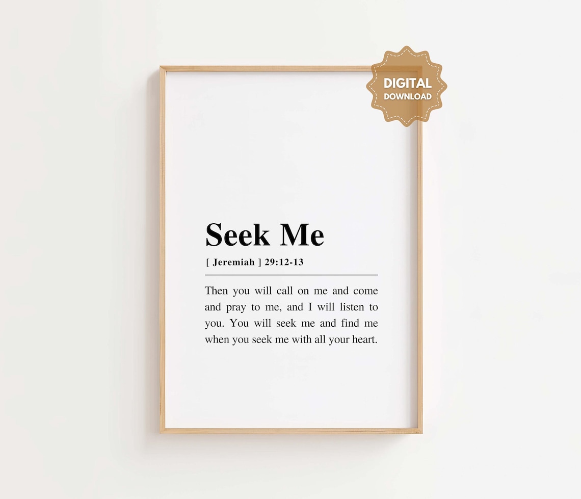 Seek Me Jeremiah 29 Bible Verse Minimalist Faith Wall Poster