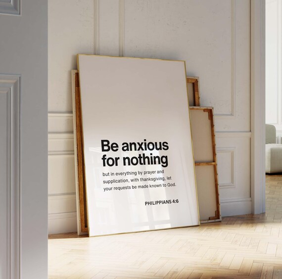 Philippians 46 Nkjv Be Anxious For Nothing Christian Wall Art Print Scripture