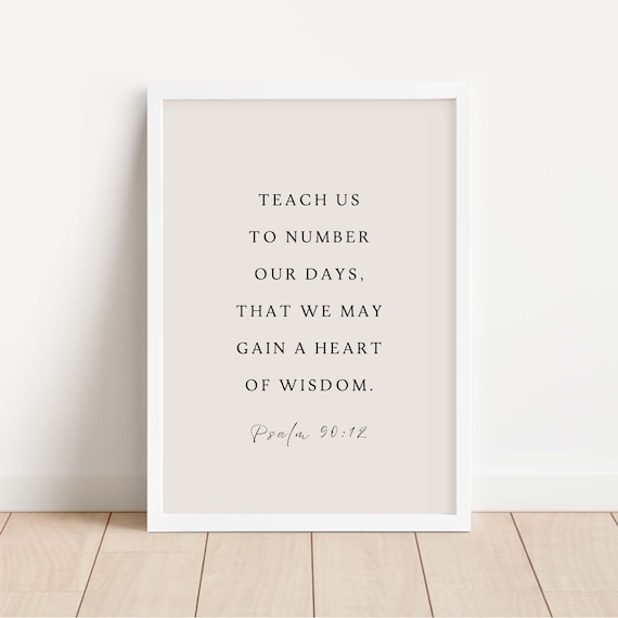 Psalm 90:12 NIV, Minimalist Bible Verse Art Print