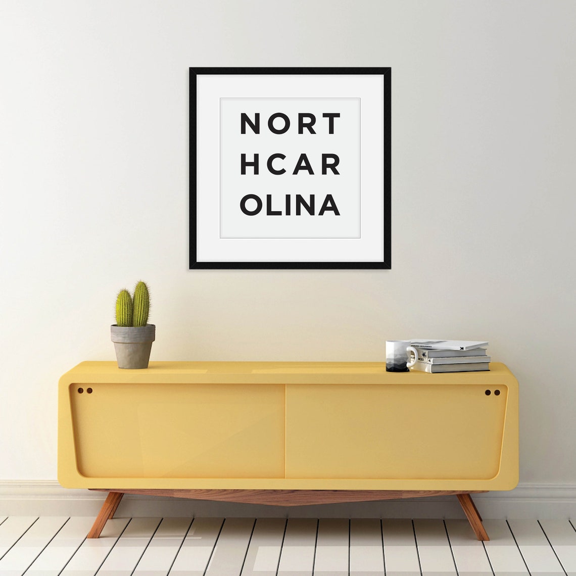 North Carolina Minimalist Black White State Digital Print Download - Image 3