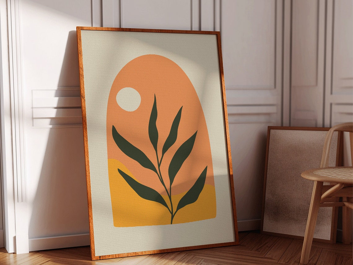 Terracotta Arch Sun Leaf Botanical Abstract Boho Wall Art Poster - Image 2