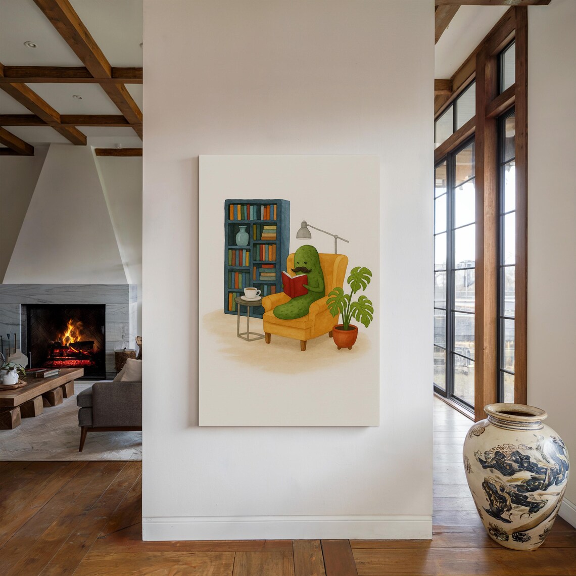Funny Pickle Reading Book, Whimsical Home Library Decor - Image 5