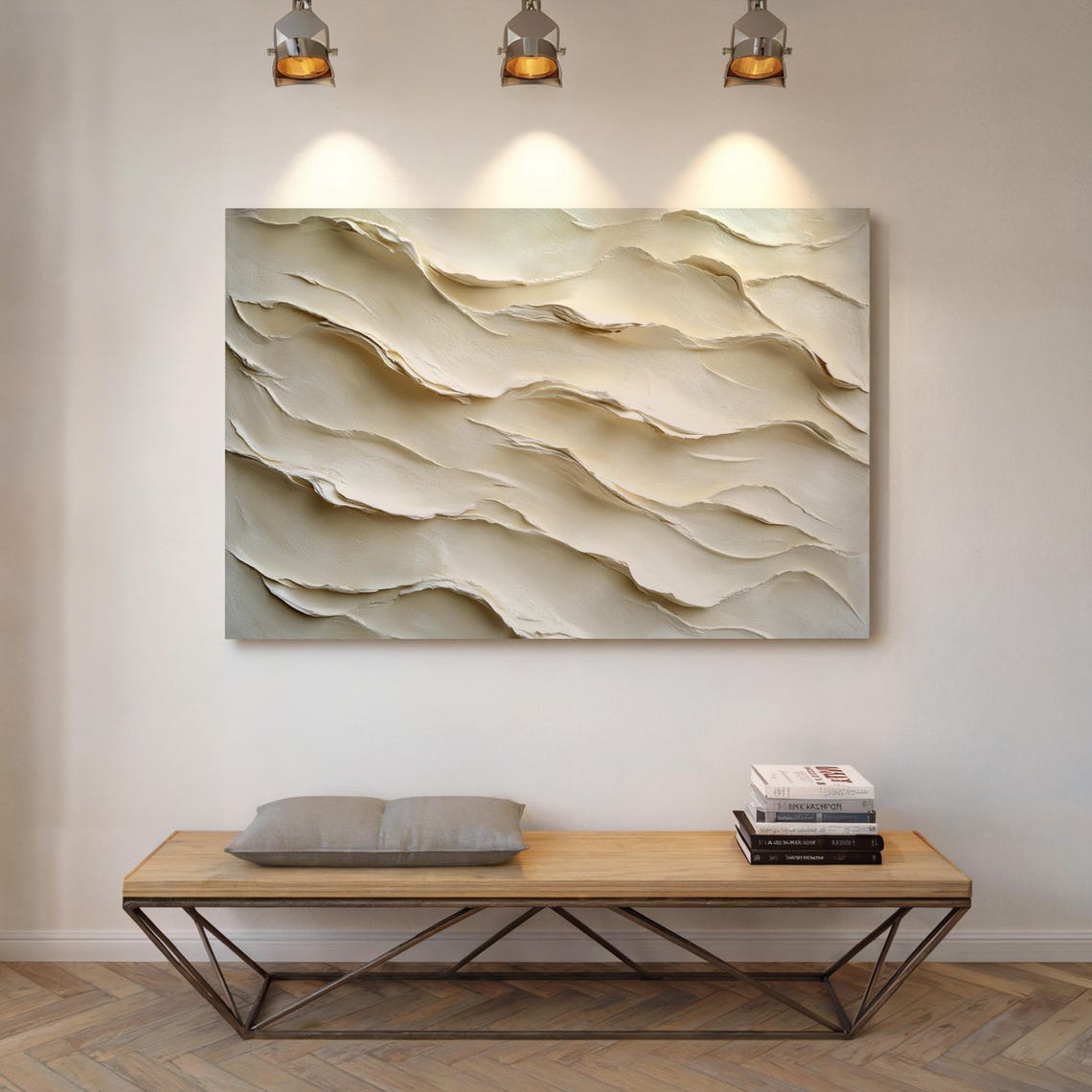 Textured Neutral Wall Art Print Abstract 3d Style Painting Modern Beige Minimalist Home Decor Large Contemporary Artwork - Image 5