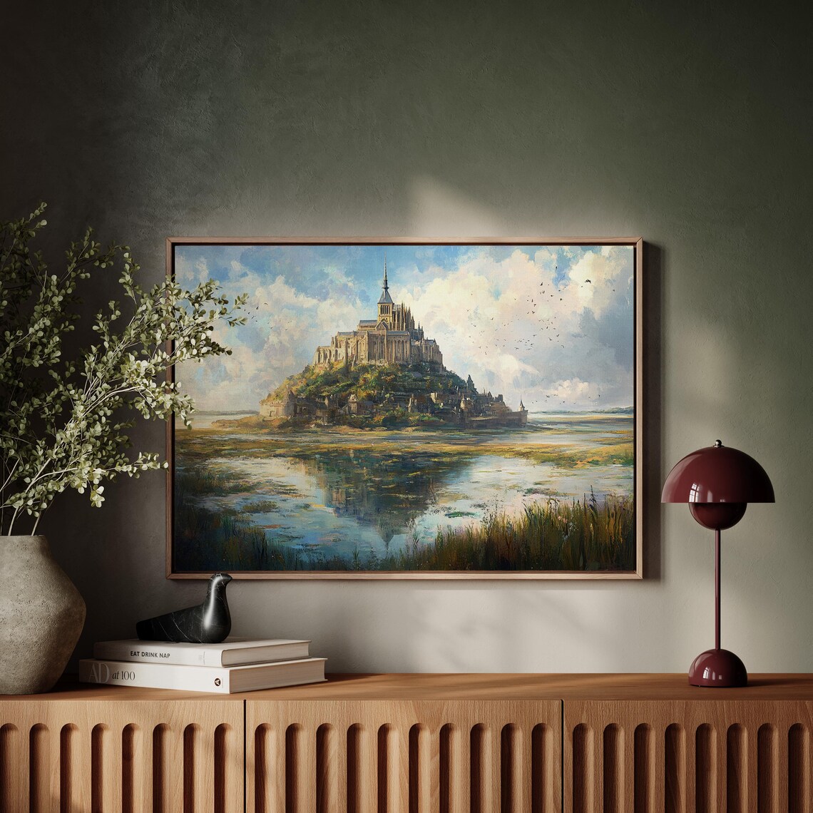 Mont Saint Michel Abbey Reflection Tidal Flats France Travel Poster - Image 5